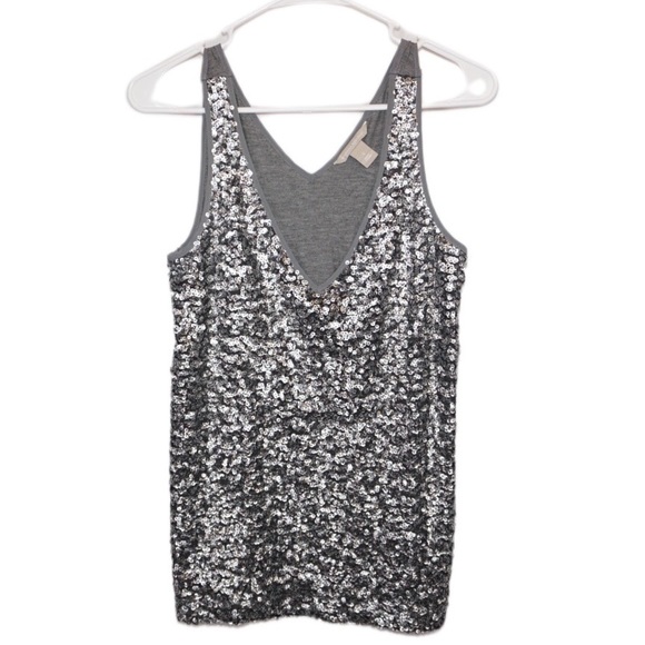 Banana Republic Metallic Silver Sequined Tank, Small - Picture 1 of 5